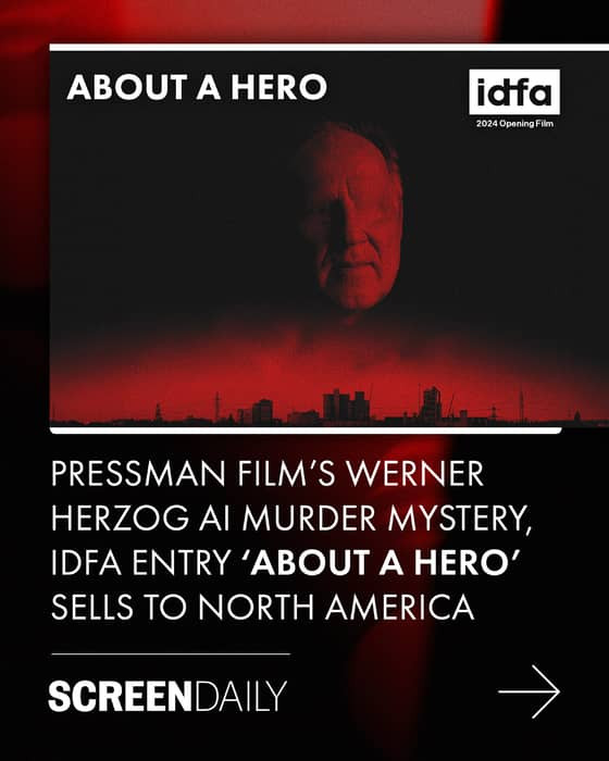ABOUT A HERO, directed by Piotr Winiewicz, has been acquired for North America by Utopia's Circle Collective. The AI-themed hybrid documentary murder mystery, featuring Vicky Krieps, Stephen Fry and Imme Beccard, opened IDFA 2024 and is set for a the