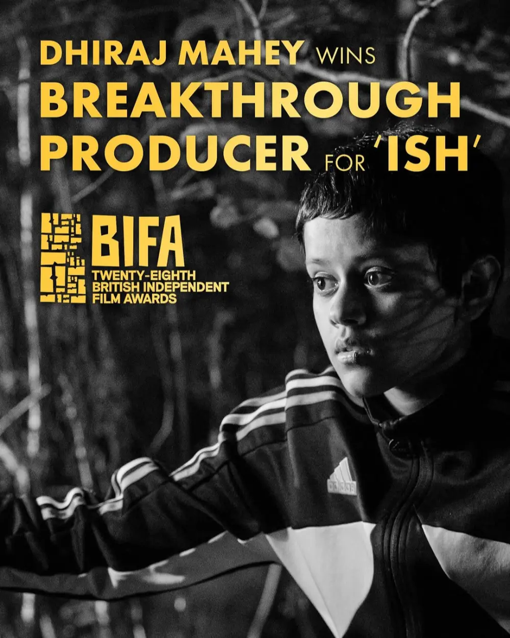 🙌 Congratulations to @dhiraj_mahey on winning BIFA’s Breakthrough Producer for ISH!