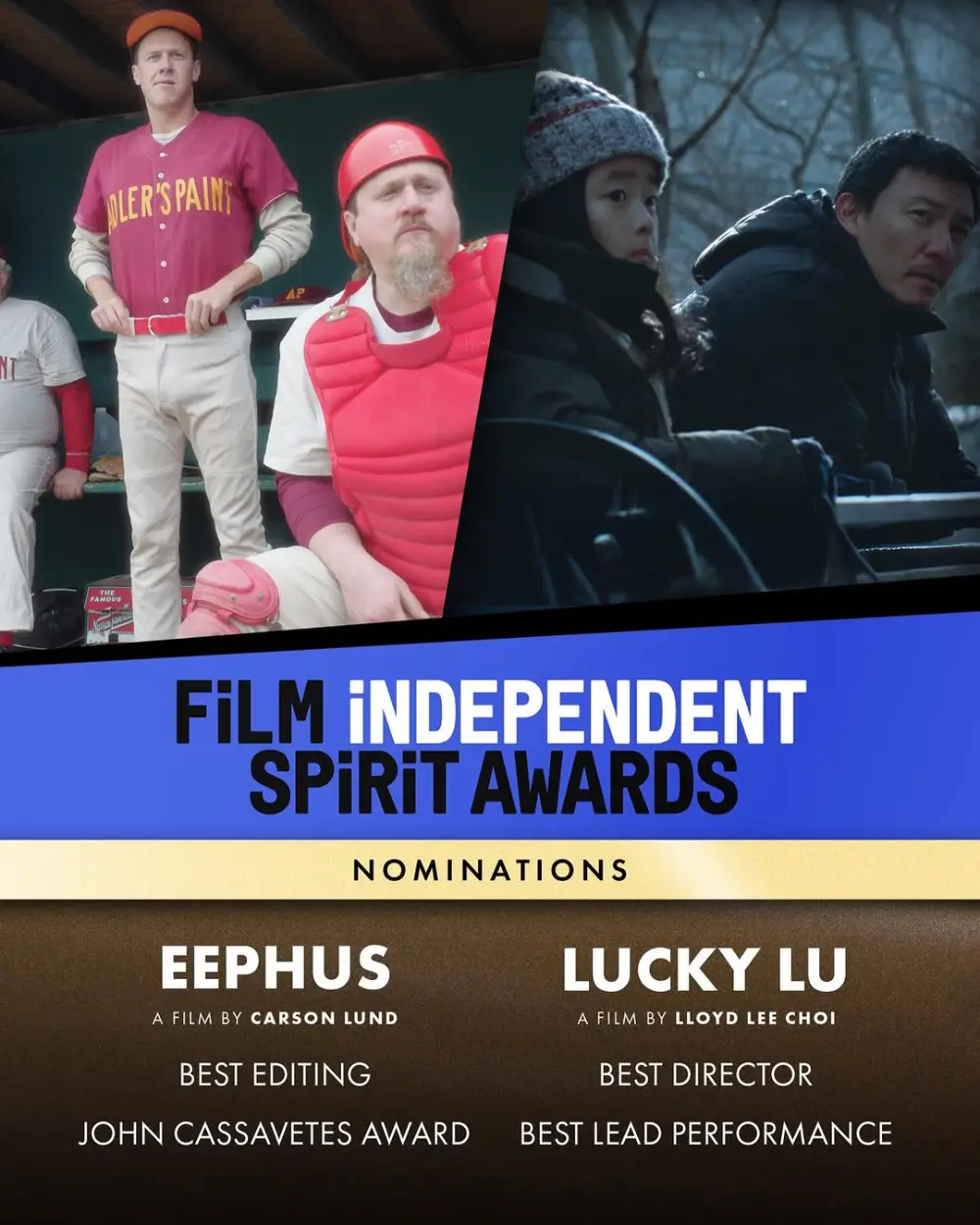 🙌 Both EEPHUS and LUCKY LU nominated at Film Independent Spirit Awards 2025 for multiple categories 🚨🚨