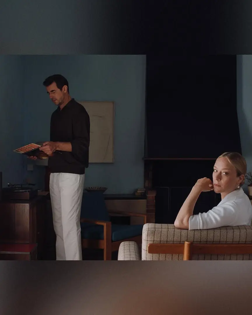 📸 Excited to share a another still featuring Chloë Sevigny and Claes Bang from the anticipated, BONJOUR TRISTESSE