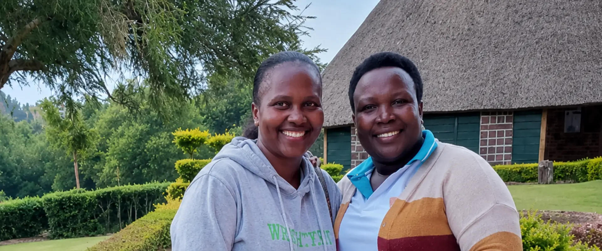 Two women smiling